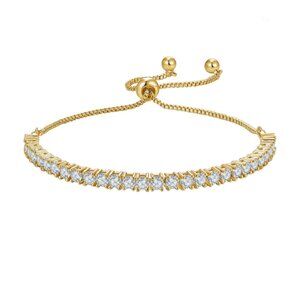 Classic tennis bracelet Diamondettes 18K Gold Plated adjustable Bolo Bracelet